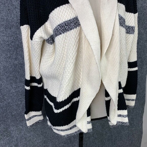 Madewell Open Cardigan Sweater Shawl Collar Chunky Knit Ivory & Black Size XS - Picture 3 of 9